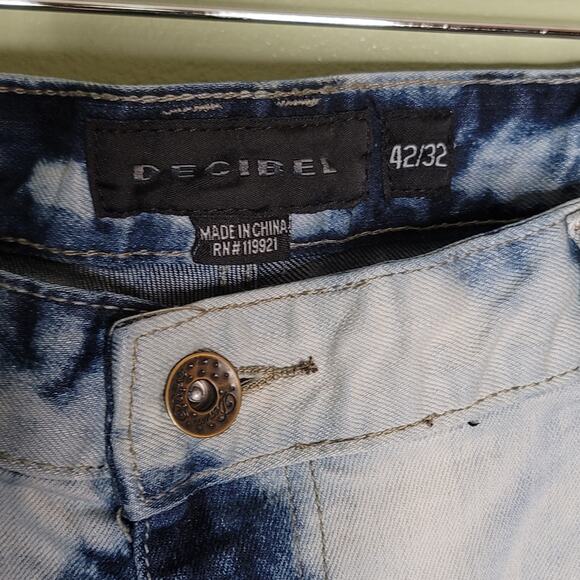 Decibel Jeans 42x32 Acid Wash Zip Pockets Grunge Streetwear Punk Rock Moto Y2K - Picture 5 of 7